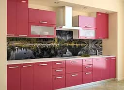 Кухонний фартух самоклеючий Ліс Відображення у річці для кухні наклейка зелений 60х300 см Happy Pocket Z180594 - мініатюра 4