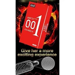 Презервативи пупирчасті ультратонкі Olo RED Foil 0.01 латексні з анестетиком та рясною змазкою 10 шт - мініатюра 2