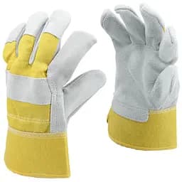 Рукавички робочі Vorel бавовна шкіра розмір 10 жовті (74005)