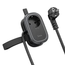 Мережевий зарядний пристрій подовжувач Hoco NS7 2 USB/ Type-C PD 20W 1 розетка 1.1m чорний - мініатюра 4