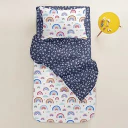 Простирадло Cosas на резинці в дитяче ліжечко 60х120 blue flowers, синій (FlowersMiniBlue_120) - мініатюра 2