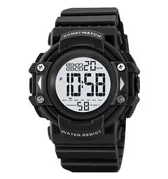 Часы мужские спортивные наручные Skmei 2195 (Черный с белым циферблатом)