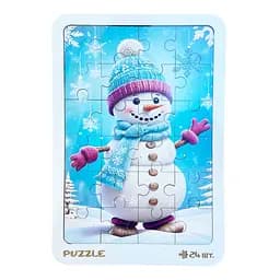 Новорічний пазл-вкладиш "Сніговик у рукавичках" Vladico 3240-19-002, 16х22 см