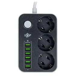 Сетевой фильтр-удлинитель LogicPower LPF24-USB6, 3x220V-2500W, 6xUSB-3.4A - мініатюра 1