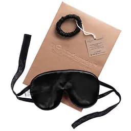 Подарунковий набір Чумацький Шлях: шовкова маска + шовкова резинка для волосся розмір S Чорний (1221-02)