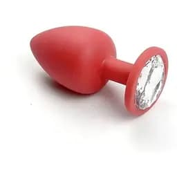 Силиконовая анальная пробка с кристаллом SKN-KSIL-04M (размер M), Красный