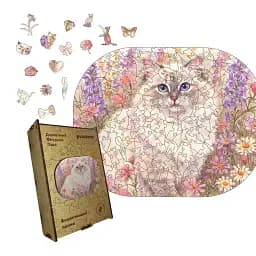 Дерев'яний фігурний пазл Блакитноока Панна, А2, Дерев'яна коробка 300+ елементів