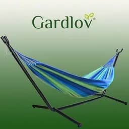 Садовий гамак Gardlov 10198 з каркасом 200×150 см двомісний сталевий кольоровий навантаження до 200 кг - мініатюра 2