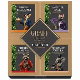 Чай чорний байховий Graff Асорті чайних смаків Graff 52.8 г (32 шт. X 1.65 г)