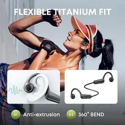 Кісткові навушники Langsdom BE-13 Pro Спортивні Bluetooth 5.4 навушники з кістковою провідністю Біло-сірий - мініатюра 9