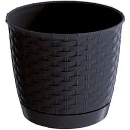 Горщик для квiтiв Prosperplast Ratolla круглий з пiдставкою, 220 мм, антрацит (70765-433)