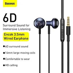 Дротові навушники Baseus Encok H19, 3.5mm, 1.2m (NGH19-03) black - мініатюра 8