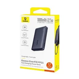 Зовнішній акумулятор Baseus EnerFill FP21 Power Bank 10000mAh 22.5W Cosmic Black (Includes Simple Type-C to Type-C Cable 20V/3A 30cm Black) (P1008210D123-00) - мініатюра 2