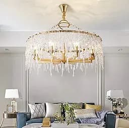 Дизайнерская люстра с прозрачными стеклянными пластинами Line.F Диаметр 60см