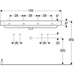 Раковина Geberit Smyle Square 120x48 на 2 змішувача 500.253.01.1, Білий - мініатюра 3