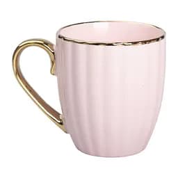 Чашка порцелянова 420 мл із золотою ручкою, рожевий Liling Rongxiang Ceramic RX-N240629P