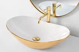 Умивальник Rea Royal white gold накладний REA-U7808, Золотий - мініатюра 4