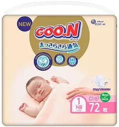Подгузники на липучках для новорожденных Goo.N Premium Soft 1 (до 5 кг), 72 шт.
