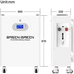 Акумулятор Basen Green LiFePO4 48V 51.2V/230Ah/11776Wh [BR-OW-LV-11.7KWH] [125467] - мініатюра 3