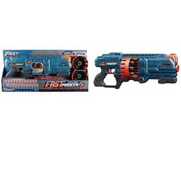 Детский пистолет игрушечный автоматический, двойной барабан на батарейках с мягк. патронами(36 шт.)(69 х 33см)