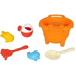 Песочный набор KZ 6449-2 ведро, лейка, сито, лопатка, грабли, 2 формочки 8 предметов
