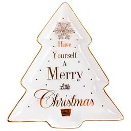 Блюдо Lefard Рождественская коллекция 16 см белое с золотым (985-140)