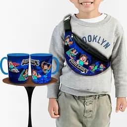 Набор: детская сумка-бананка+кружка Майнкрафт "Minecraft" 32х15см,бананка для мальчика через плечо (00931)