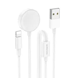 Кабель Borofone BQ22 2в1 USB to Lightning/iWatch Qi 1.2m білий - мініатюра 3