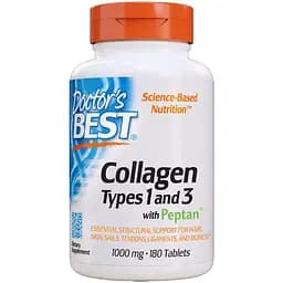 Коллаген Doctor's Best Collagen Types 1 & 3 with Peptan 1000 мг 180 таблеток