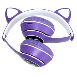 Бездротові навушники з вушками фіолетові bluetooth навушники з підсвічуванням дитячі Headset MZ-023 - мініатюра 6