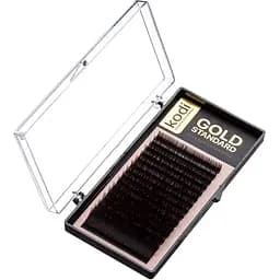 Накладні вії Kodi Professional завиток В 16 рядів 0.07 мм 12 мм упаковка Gold Standart чорні