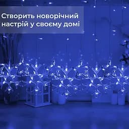 Гірлянда-штора Зірки та сніжинки розмір 3*0,9 м 10 фігур, синій GarlandoPro 1733066BL - мініатюра 5