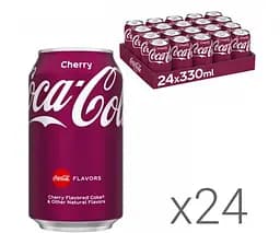 Coca Cola Chery, Упаковка 24 шт. х 330 мл, Напій газований Кока Кола Вишня, ж/б