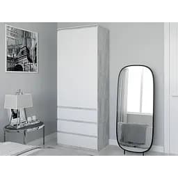 Шкаф с полками для одежды Moreli T-210 2117x800x500 мм Бетон/Белый (mo-t210-beton-white)