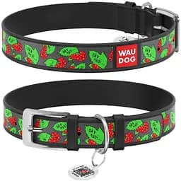 Нашийник для собак Waudog Design шкіряний з QR паспортом малюнок Калина L (4823089353906)