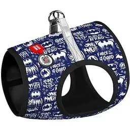 Шлея для собак м'яка Waudog Clothes, з QR паспортом, Бетмен біло-блакитний, S2, 46-50х43-45 см