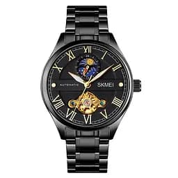Чоловічий годинник скелетон Skmei M024 механічні (Чорні)