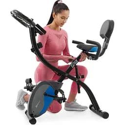 Велотренажер магнітний Hop-Sport HS-3010X Grix X-Bike з еспандерами чорно-синій - мініатюра 4
