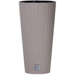 Горщик для квiтiв Prosperplast Rato тубус, з вкладишем 2 в 1, 300 мм, мокка (77967-7529)