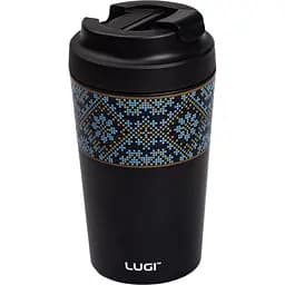 Термокружка Вышиванка 380 мл с крышкой на защелке, черный Yiwu HP-14-50B