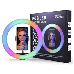 Кільцева LED RGB лампа 33 см 25 W з тримачем для телефона селфі кільце для блогера - мініатюра 5