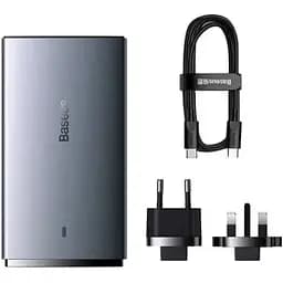 Мережевий зарядний пристрій з кабелем Baseus GaN5 Pro Ultra-Slim Fast Charger C+U 65W Gray((With Mini White Cable C to C 100W(20V/5A) 1m Black) (CCGP150113)