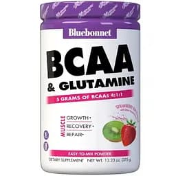 Амінокислоти BCAA Bluebonnet Nutrition Extreme Edge BCAA + Glutamine Powder Strawberry Kiwi 375 г