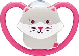 Уцінка. Силіконова пустушка Nuk Space Кішка, 6-18 міс., рожевий (3952335)