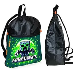 Рюкзак-мішок для взуття, спортивної форми Майнкрафт «Minecraft» дитяча сумка для змінки з розширювачем (01284)