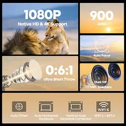 Мультимедійний смарт проектор з автофокусом Magcubic HY450C H713 1080P 2/32 Гб 900 ANSI Android 11 - мініатюра 4