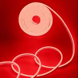 Світлодіодна неонова стрічка герметична червона 5 метрів NEON 220В JL 2835-120 G IP65 - мініатюра 2