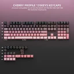 Набір кейкапів PBT Black-Pink Gradient Lines / 97 шт / OEM-профіль / Pink