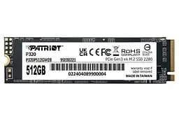 Твердотельный SSD-накопитель 512 ГБ, Patriot P320, PCI-E 3.0 x4, M.2 2280, 3D TLC, 3000/2200 МБ/с (P320P512GM28)
