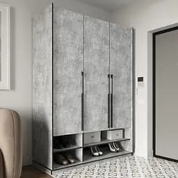 Шафа для одягу Flamecame зі штангами на 4 двері у передпокій FR-08 Бетон